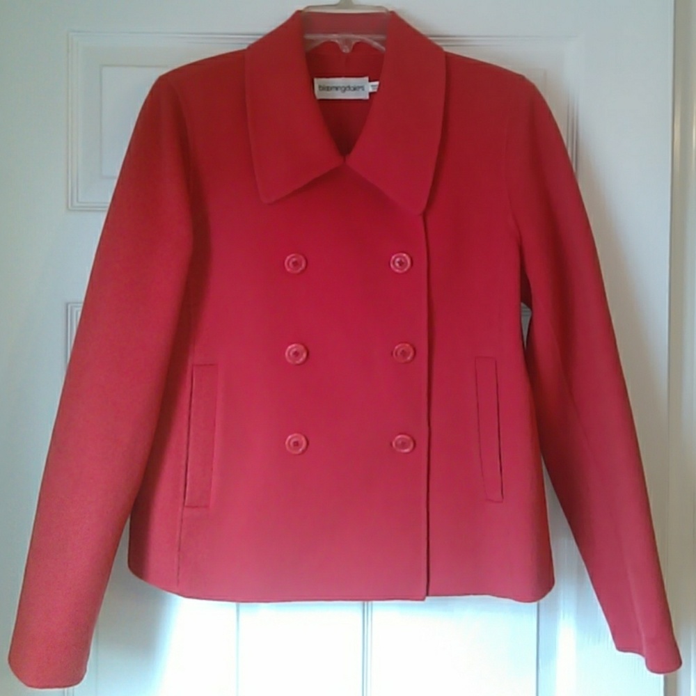 Coral BLOOMINGDALE'S wool/cashmere peacoat sz 12
